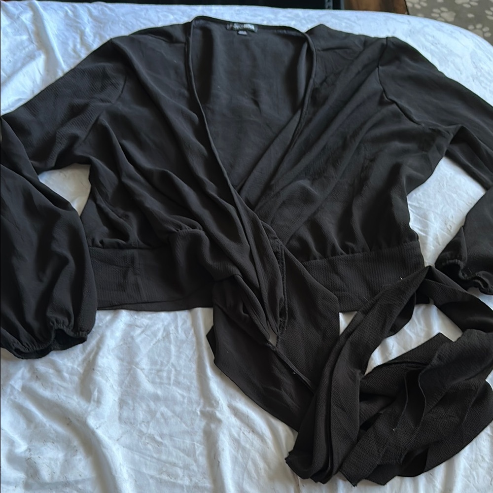 Fashionova Chic Black Wrap Blouse
